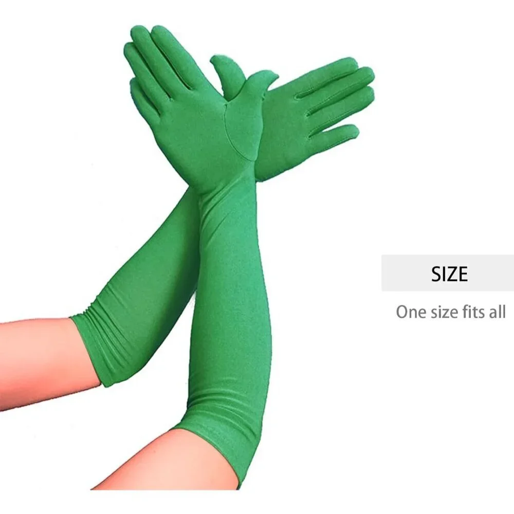 Long Green Gloves Spandex Costume Accessory for Cosplay Halloween Party